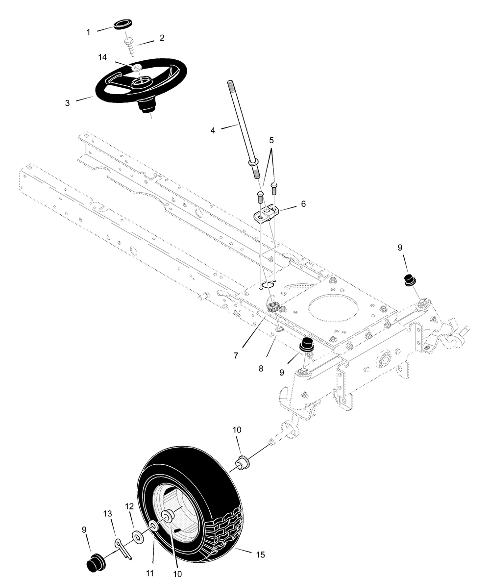 Steering Assembly Diagram and Parts List for 465606X692A 2001 Briggs and Stratton Lawn Tractor